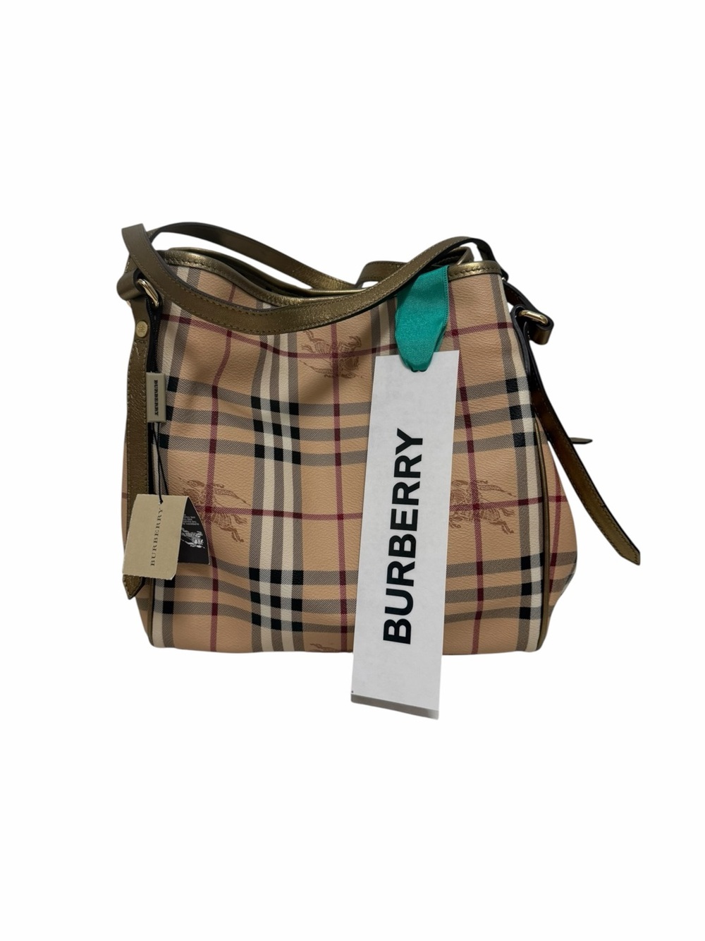 Burberry NWT Tan/Black/Cream Leather Handbag